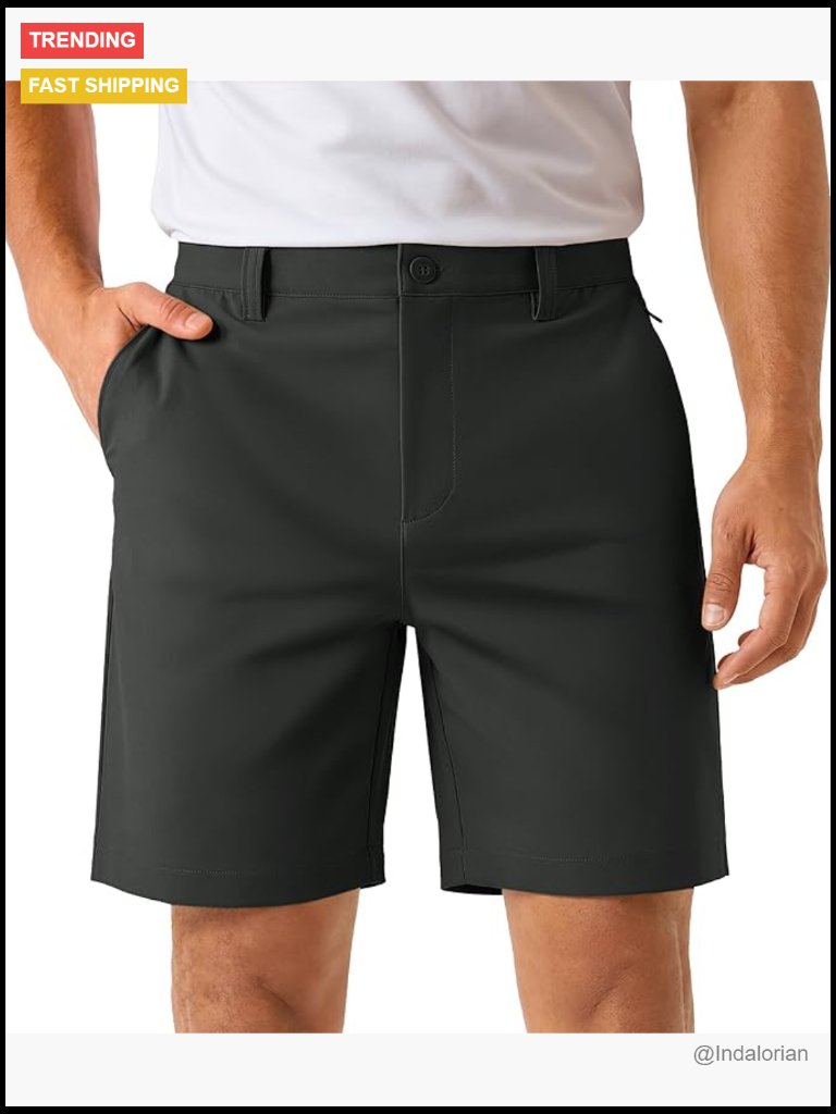 Quick Dry Stretch Golf Shorts With 6 Pockets 7" Inseam